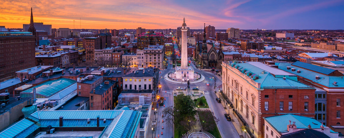 Noah Jigsaw Puzzle Sunset over the Washington Monument in Mount Vernon, in Baltimore, Maryland panorama 2000 pieces