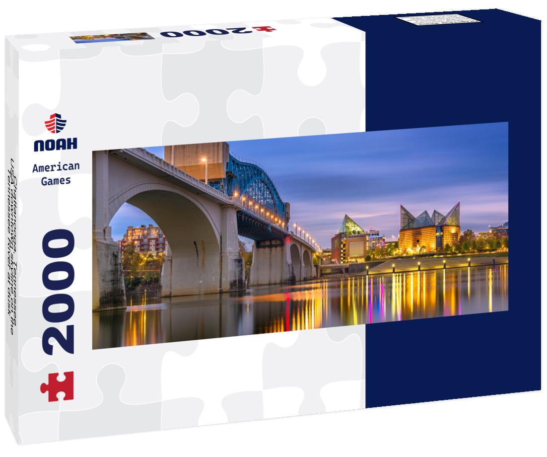 Chattanooga, Tennessee, USA downtown skyline on the Tennessee River at dusk 2000pc Panoramic Puzzle