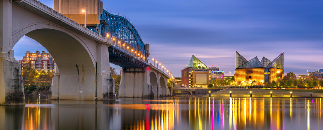 Chattanooga, Tennessee, USA downtown skyline on the Tennessee River at dusk 2000pc Panoramic Puzzle