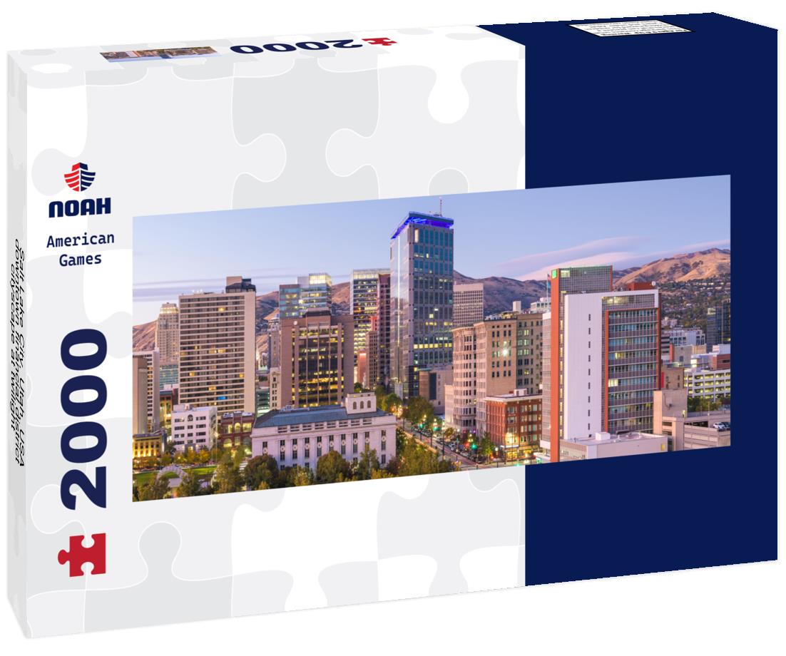 Salt Lake City, Utah, USA downtown financial district cityscape at twilight 2000pc Panoramic Puzzle
