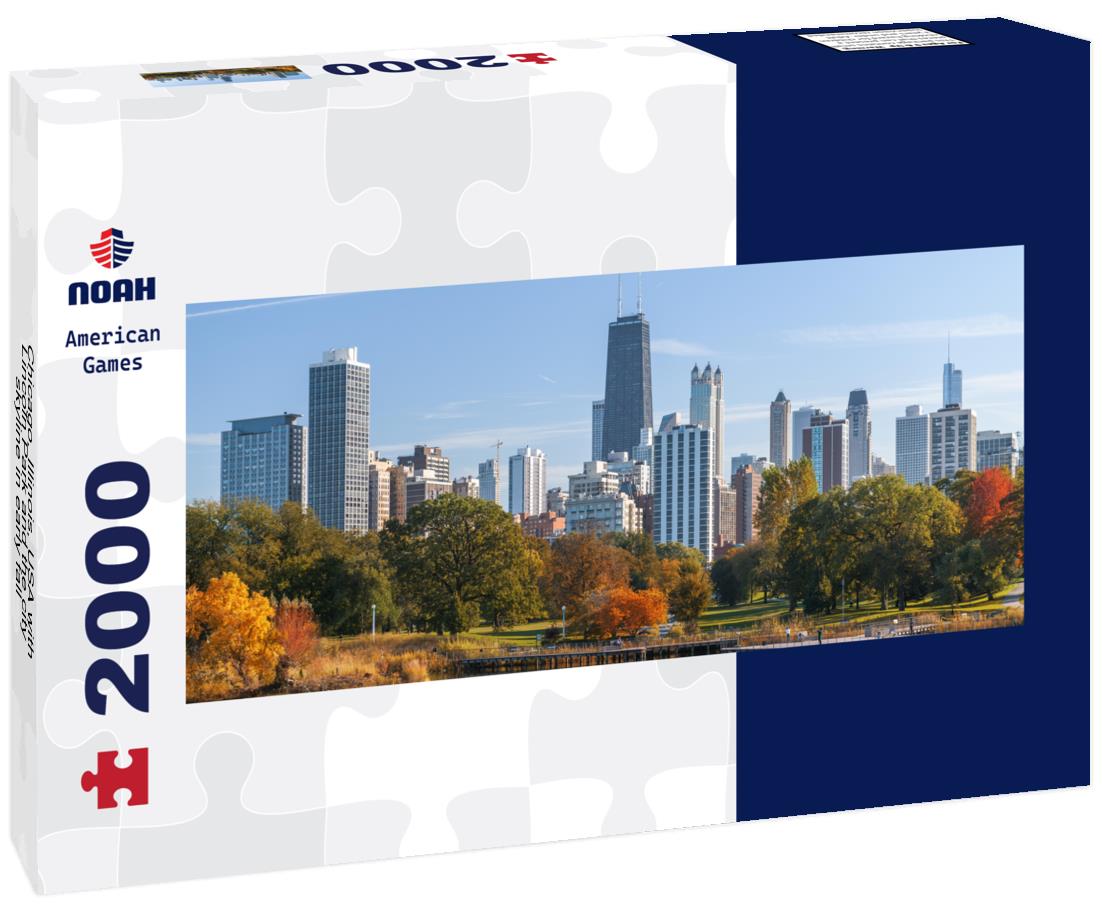 Chicago, Illinois, USA with Lincoln Park and the city skyline in early fall 2000pc Panoramic Puzzle