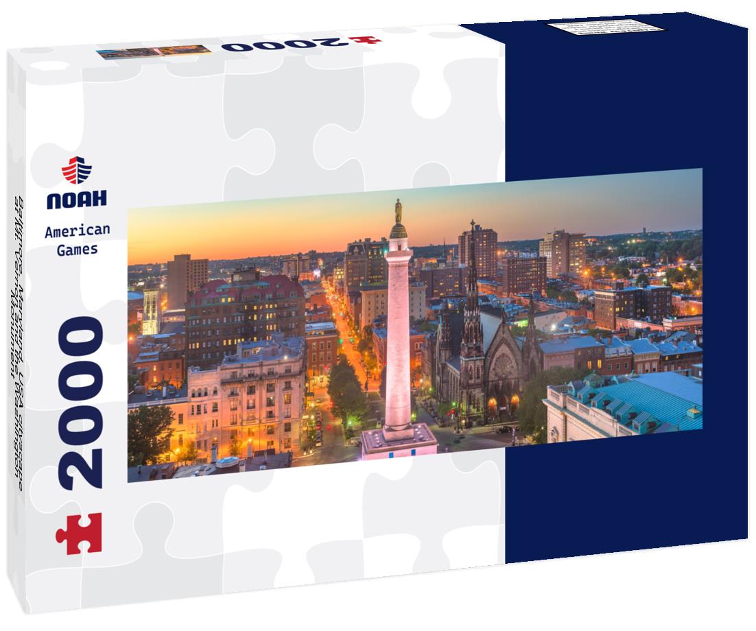 Baltimore, Maryland, USA cityscape at Mt. Vernon and the Washington Monument 2000pc Panoramic Puzzle