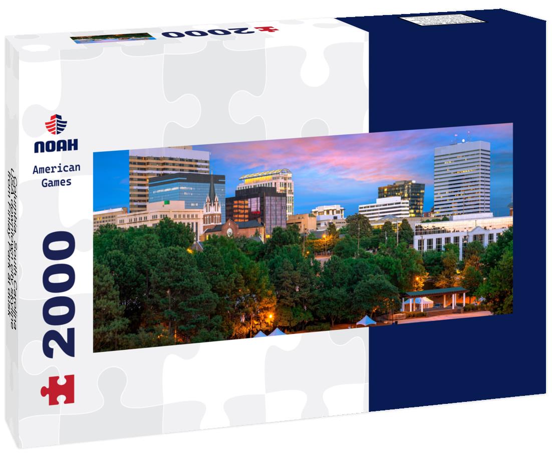 Columbia, South Carolina, USA downtown city skyline from Finlay Park at dusk 2000pc Panoramic Puzzle