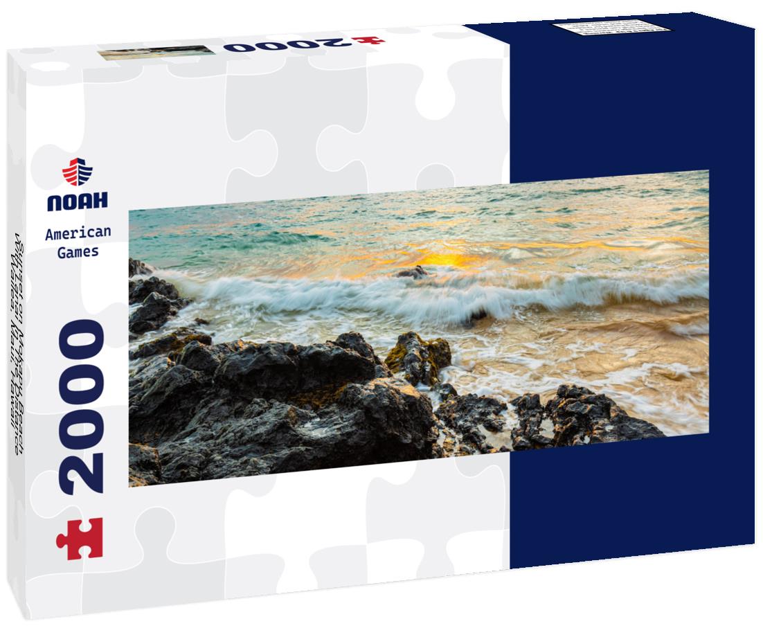 Sunset on Mokapu Beach With Lanai In The Distance, Wailea, Maui, Hawaii, USA 2000pc Panoramic Puzzle