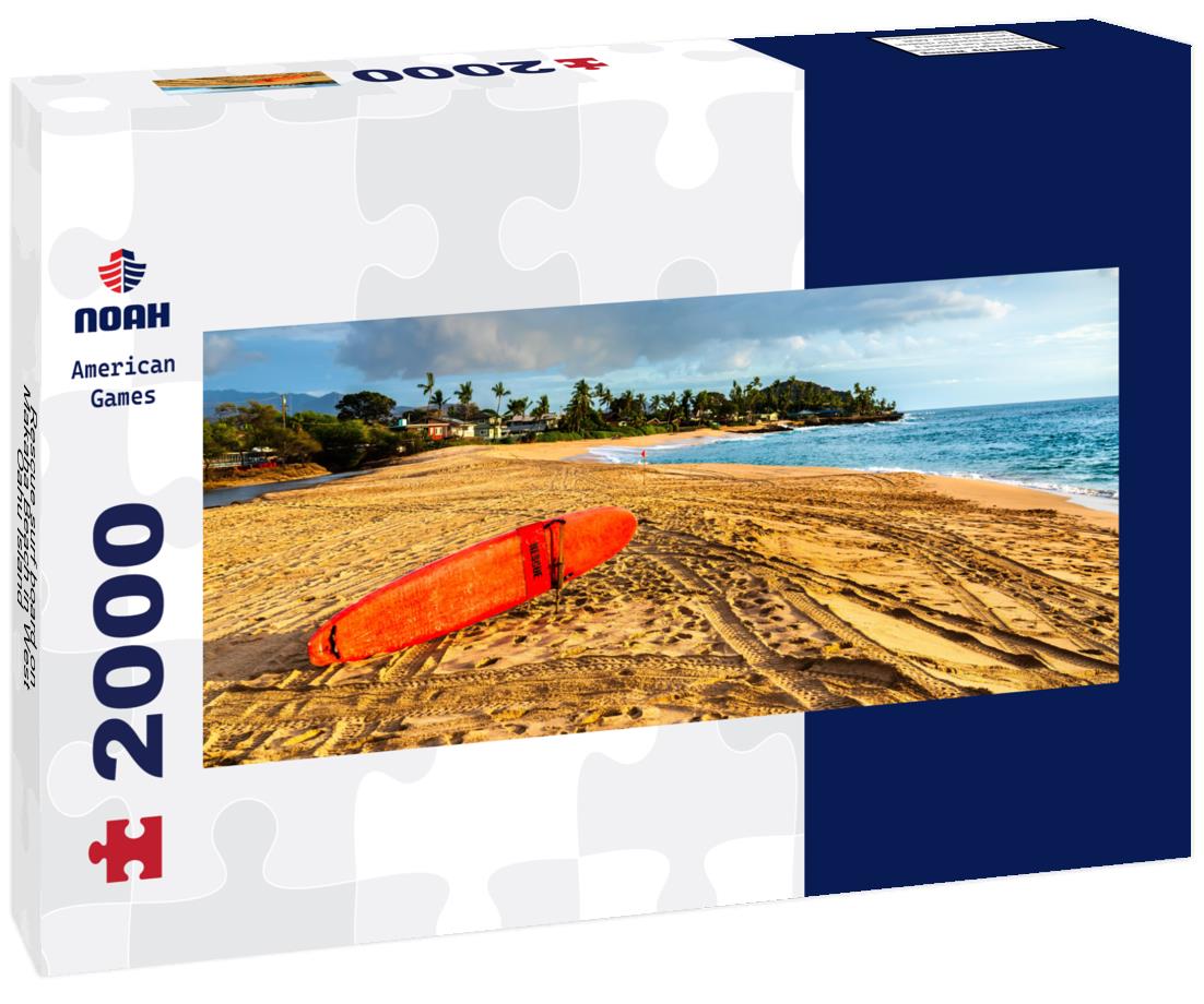 Rescue surf board on Makaha Beach in West Oahu Island - Hawaii, United States 2000pc Panoramic Puzzle