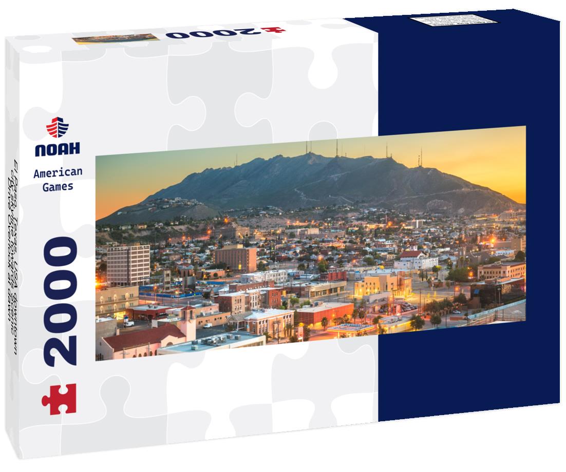El Paso, Texas, USA downtown city skyline towards Scenic Drive Overlook at dawn 2000pc Panoramic Puzzle