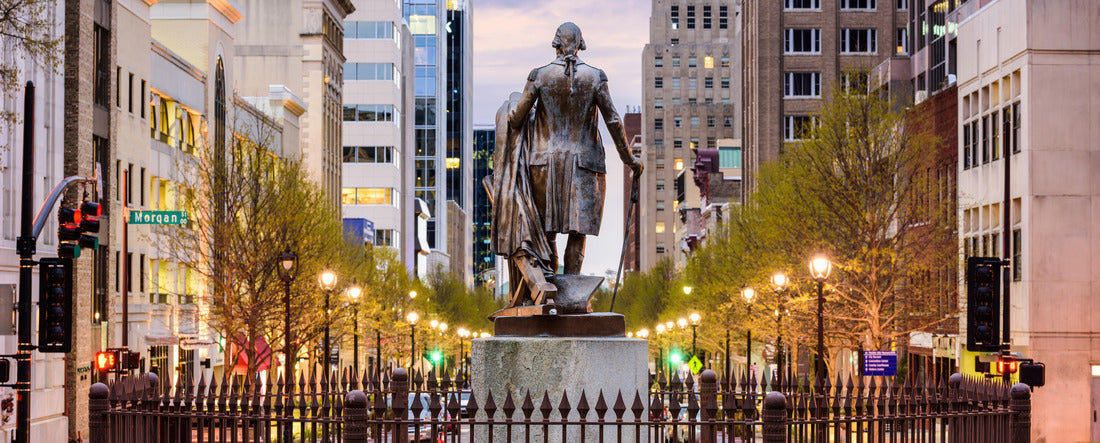 Raleigh, North Carolina, USA downtown as viewed from the Capitol Building grounds 2000pc Panoramic Puzzle