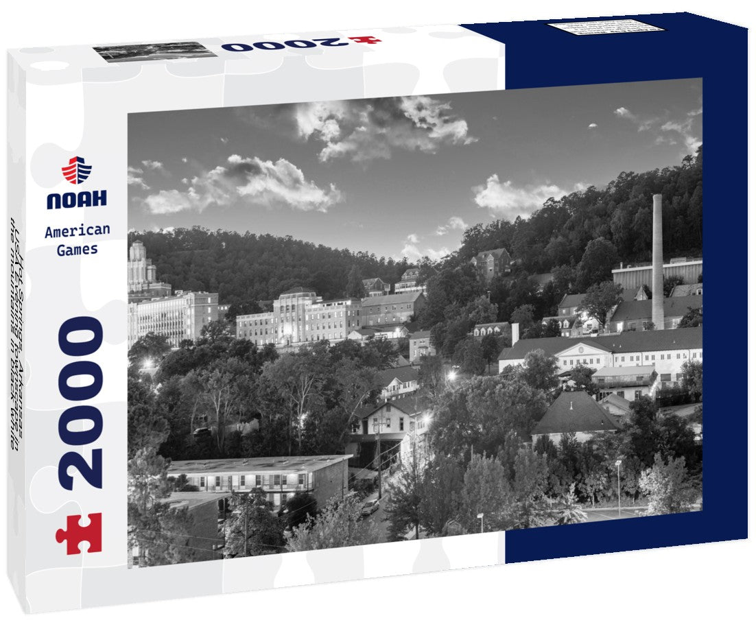 Noah Jigsaw Puzzle Hot Springs, Arkansas, USA Evening townscape in the mountains in black white 2000 pieces