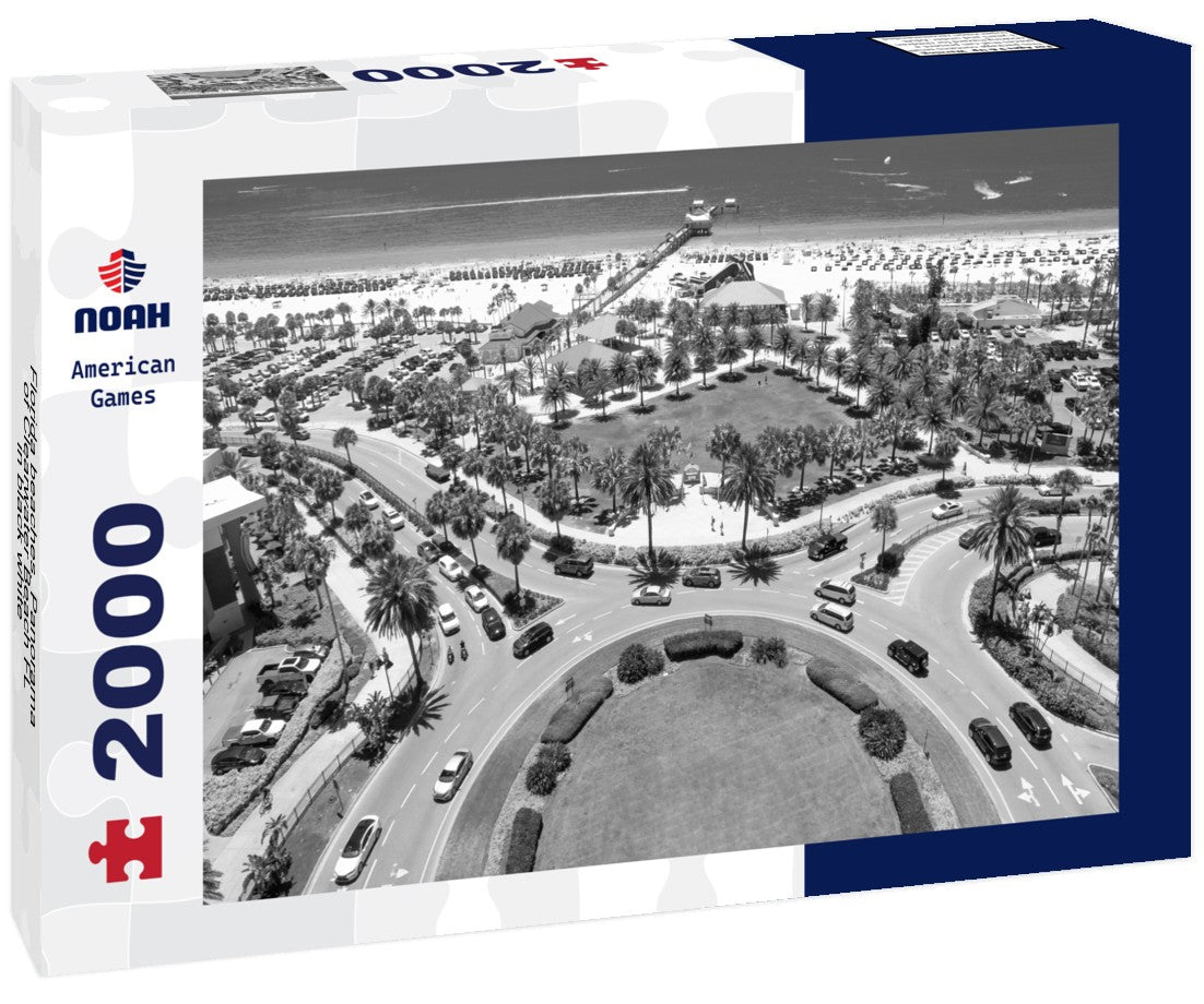 Noah Jigsaw Puzzle Florida beaches. Panorama of Clearwater Beach FL in black white 2000 pieces