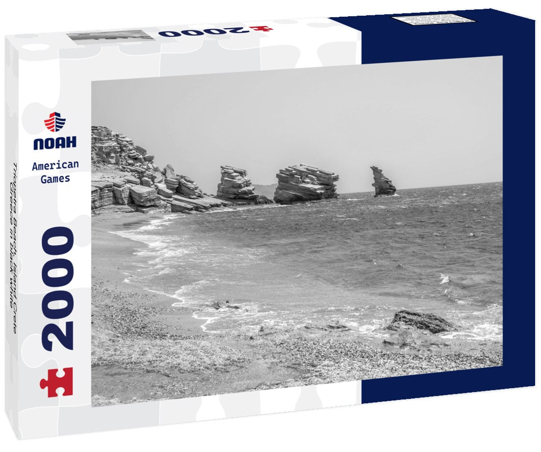 Noah Jigsaw Puzzle Triopetra Beach, Island Crete, Greece in black white 2000 pieces