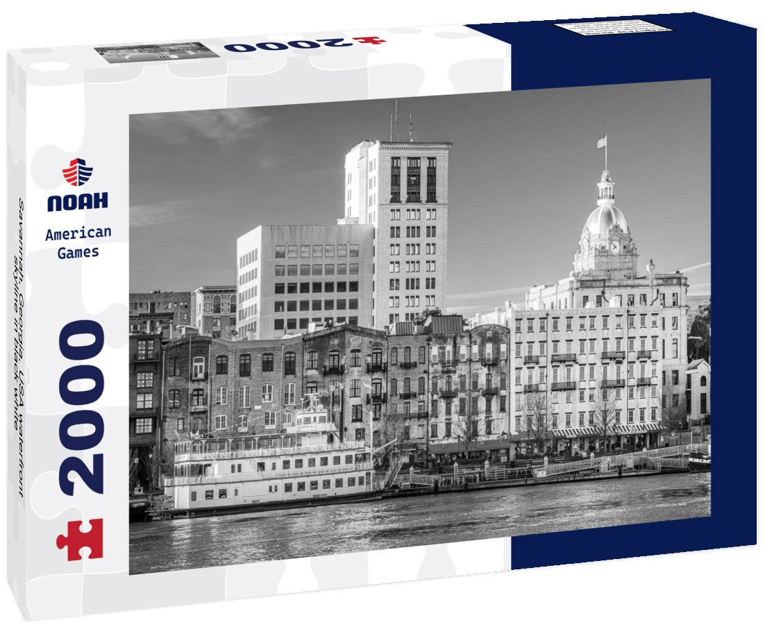 Noah Jigsaw Puzzle Savannah, Georgia, USA waterfront skyline in black white 2000 pieces