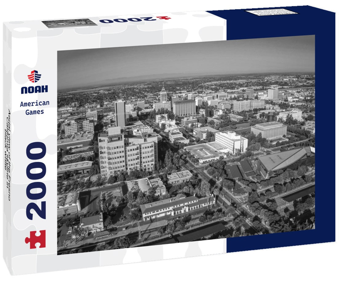 Noah Jigsaw Puzzle Aerial view of the Fresno, California skyline in black white 2000 pieces