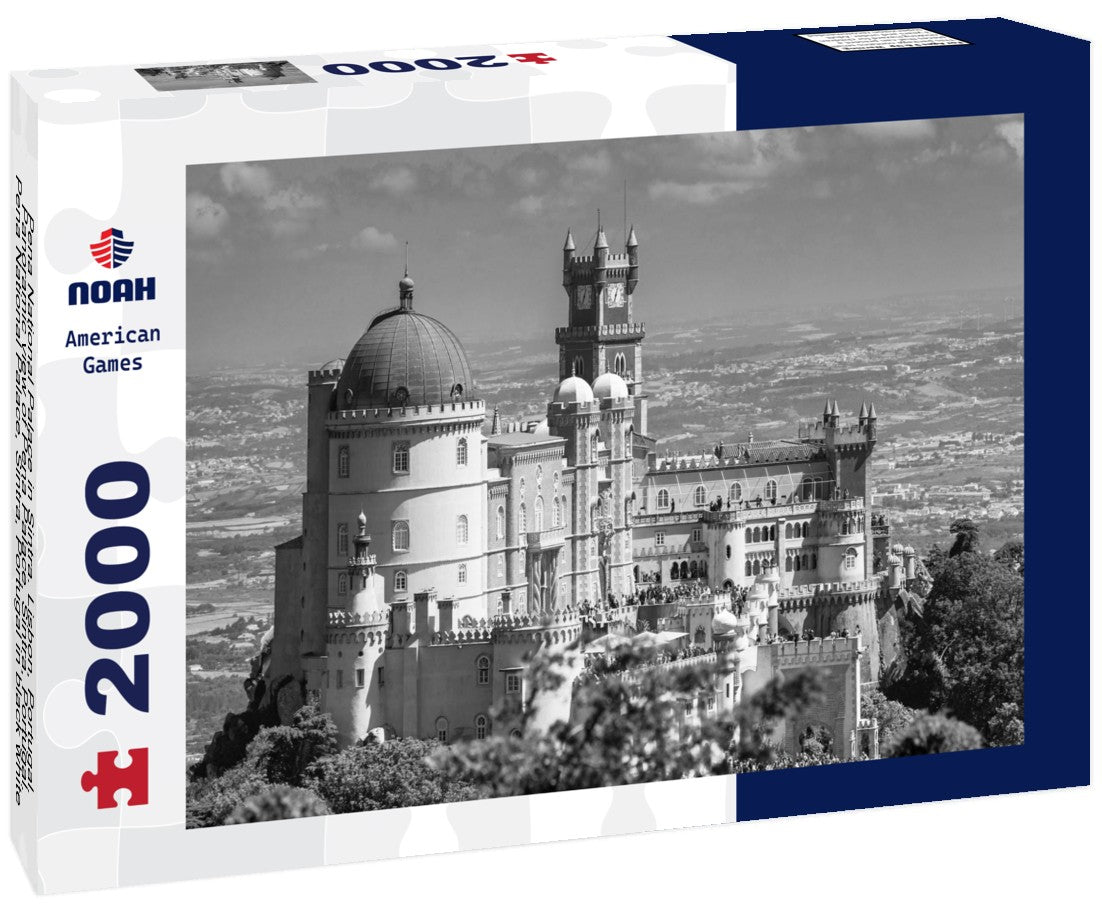 Noah Jigsaw Puzzle Pena National Palace in Sintra. Lisbon, Portugal. Panoramic view of Pena Palace, Sintra, Portugal. Pena National Palace, Sintra, Portugal in black white 2000 pieces