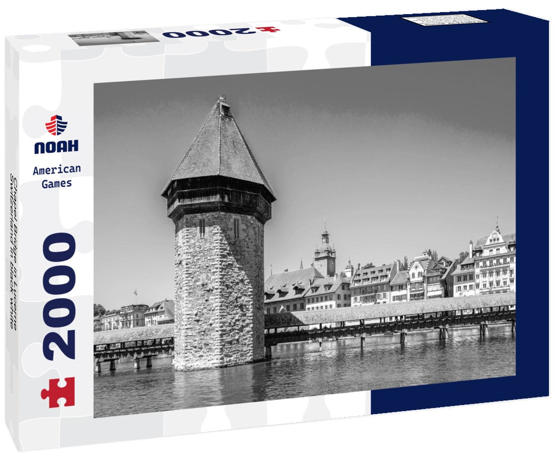 Noah Jigsaw Puzzle Chapel Bridge in Lucerne, Switzerland in black white 2000 pieces