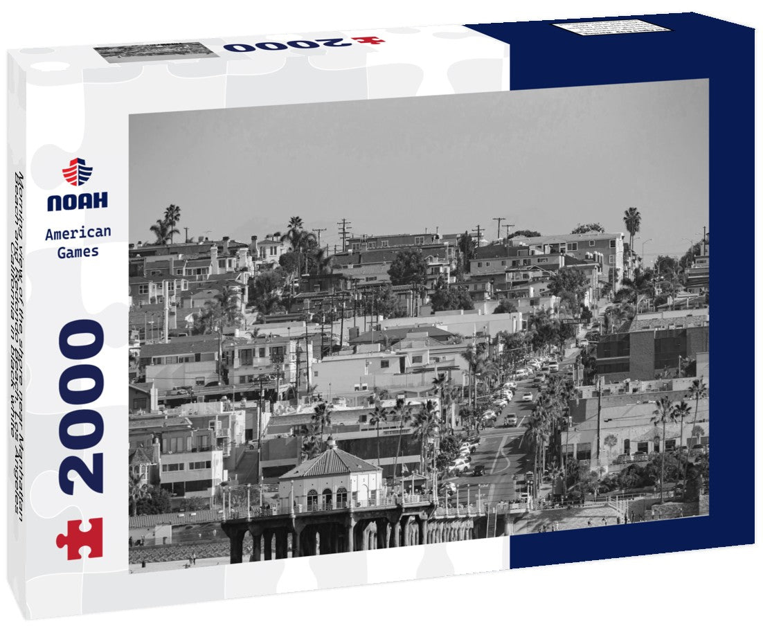 Noah Jigsaw Puzzle Morning view of the shore near Manhattan Beach and Redondo Beach, Los Angeles, California in black white 2000 pieces