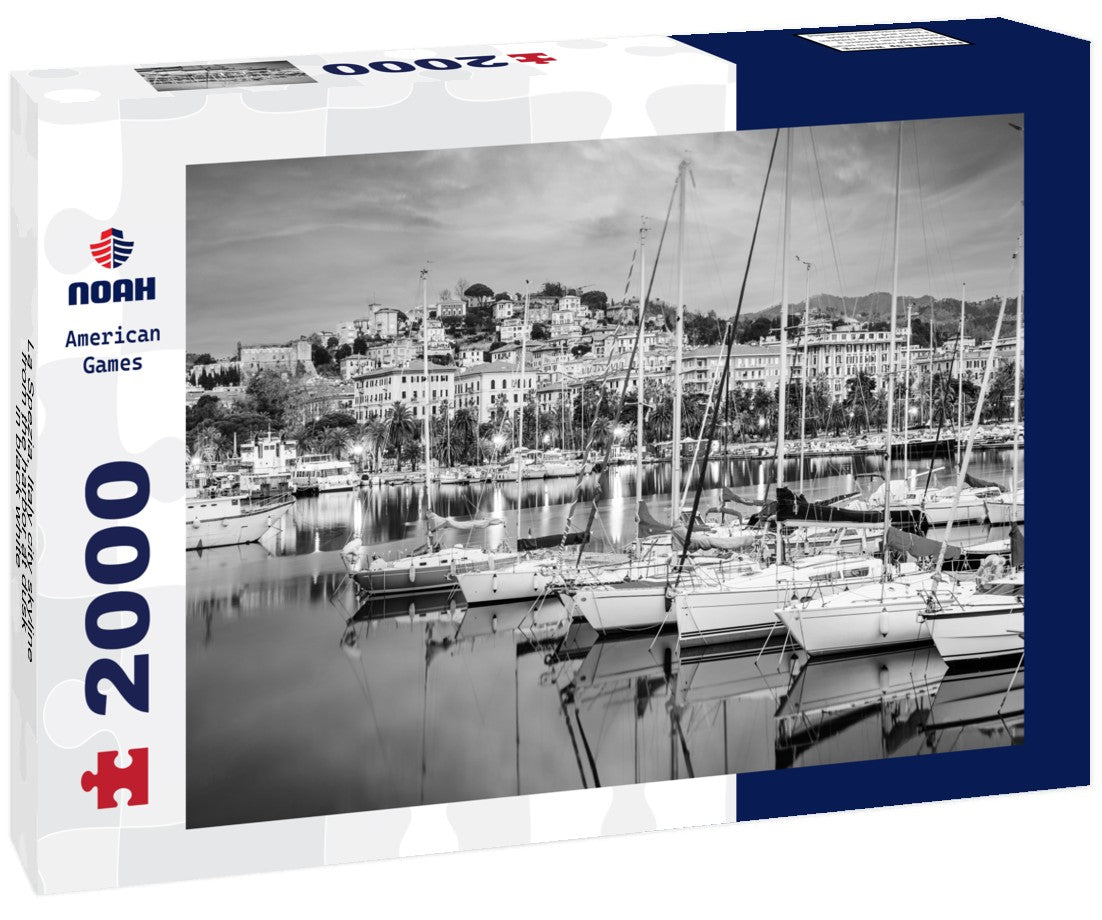 Noah Jigsaw Puzzle La Spezia, Italy city skyline from the harbor at dusk in black white 2000 pieces