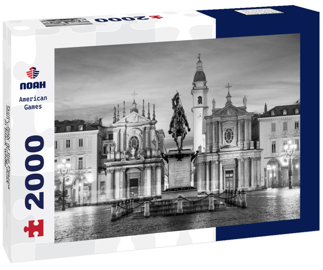 Noah Jigsaw Puzzle Turin, Italy at the Piazza San Carlo during dusk in black white 2000 pieces
