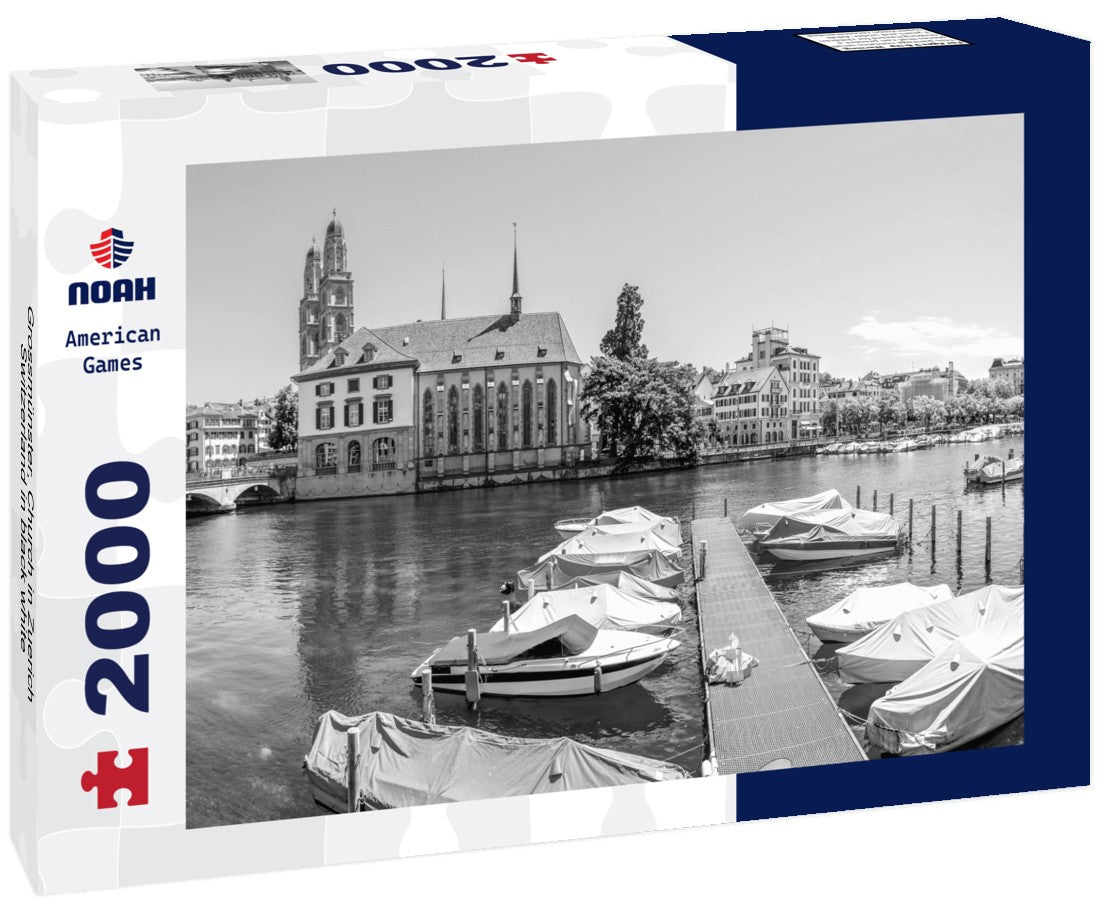 Noah Jigsaw Puzzle Grossmünster, Church in Zuerich, Switzerland in black white 2000 pieces