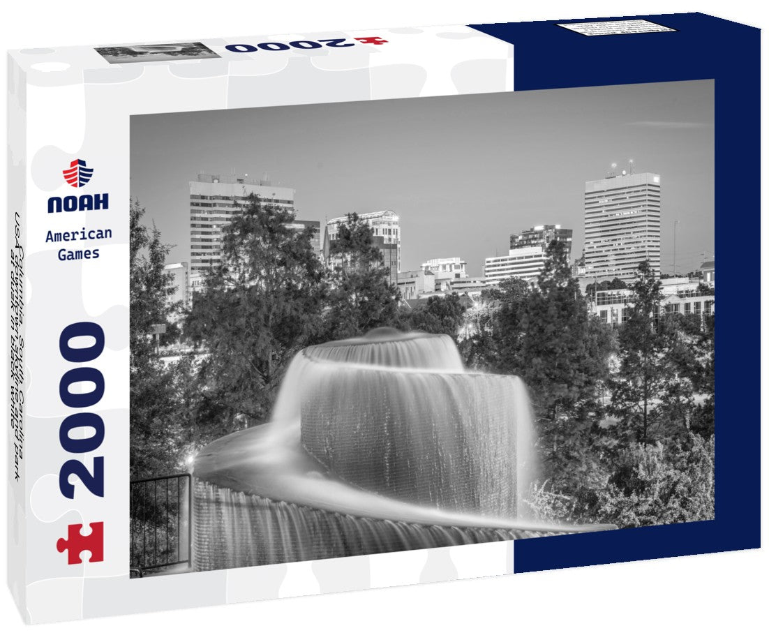 Noah Jigsaw Puzzle Columbia, South Carolina, USA downtown skyline and park at dusk in black white 2000 pieces