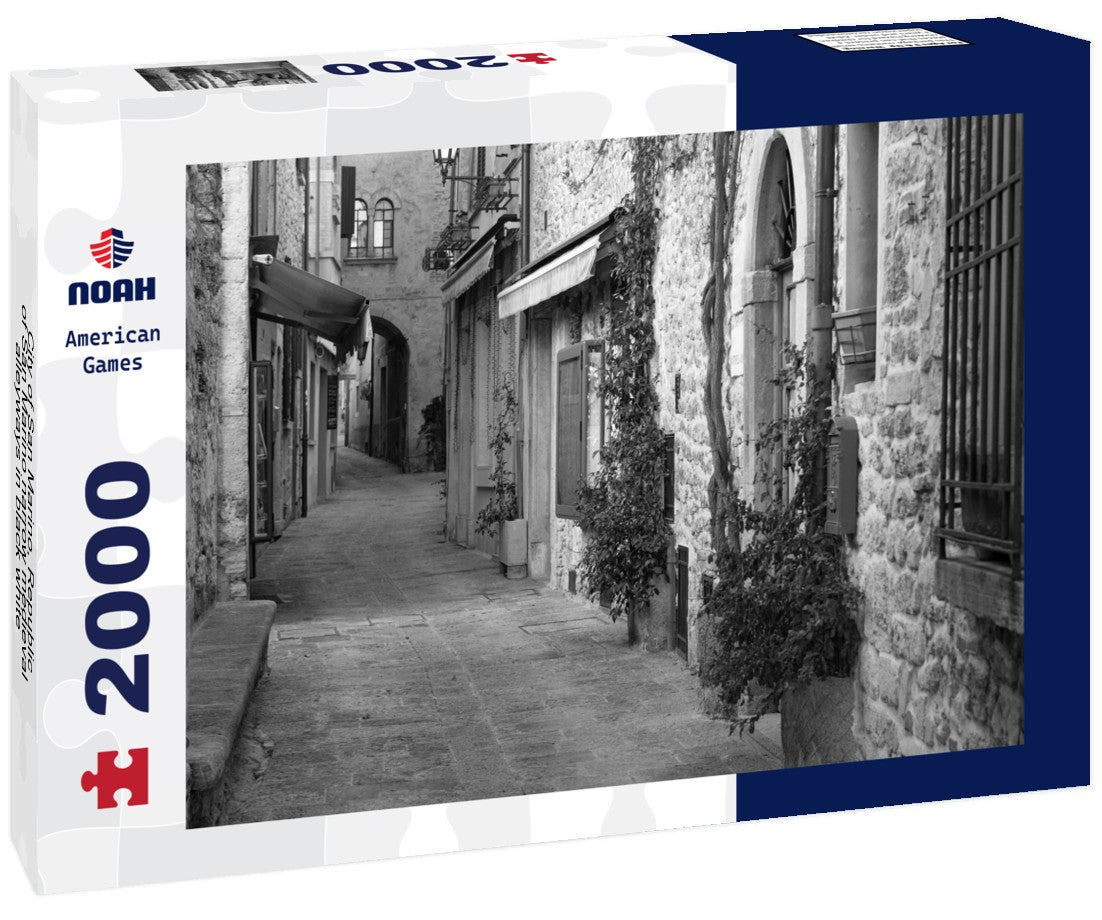 Noah Jigsaw Puzzle City of San Marino, Republic of San Marino narrow medieval alleyways in black white 2000 pieces