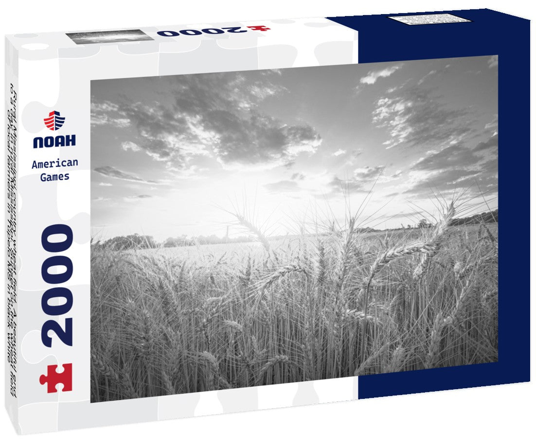 Noah Jigsaw Puzzle Rural Mississippi country wheat field. A beautiful end to a day in rural Mississippi. Sunset on the wheat field of local farmers in Tupelo MS in black white 2000 pieces