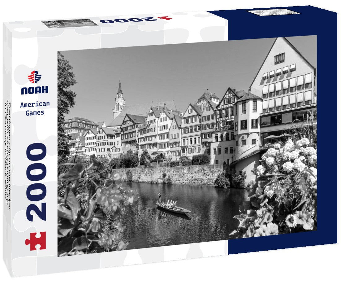 Noah Jigsaw Puzzle Tuebingen city on the Neckar river with stormy punting trip to Germany in black white 2000 pieces