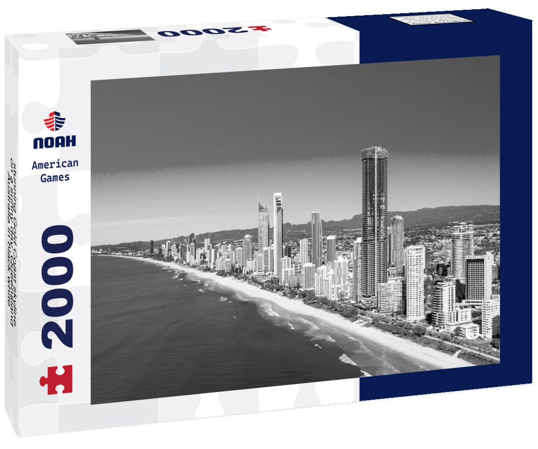Noah Jigsaw Puzzle stunning Gold Coast skyline on a sunny day, Queensland, Australia in black white 2000 pieces