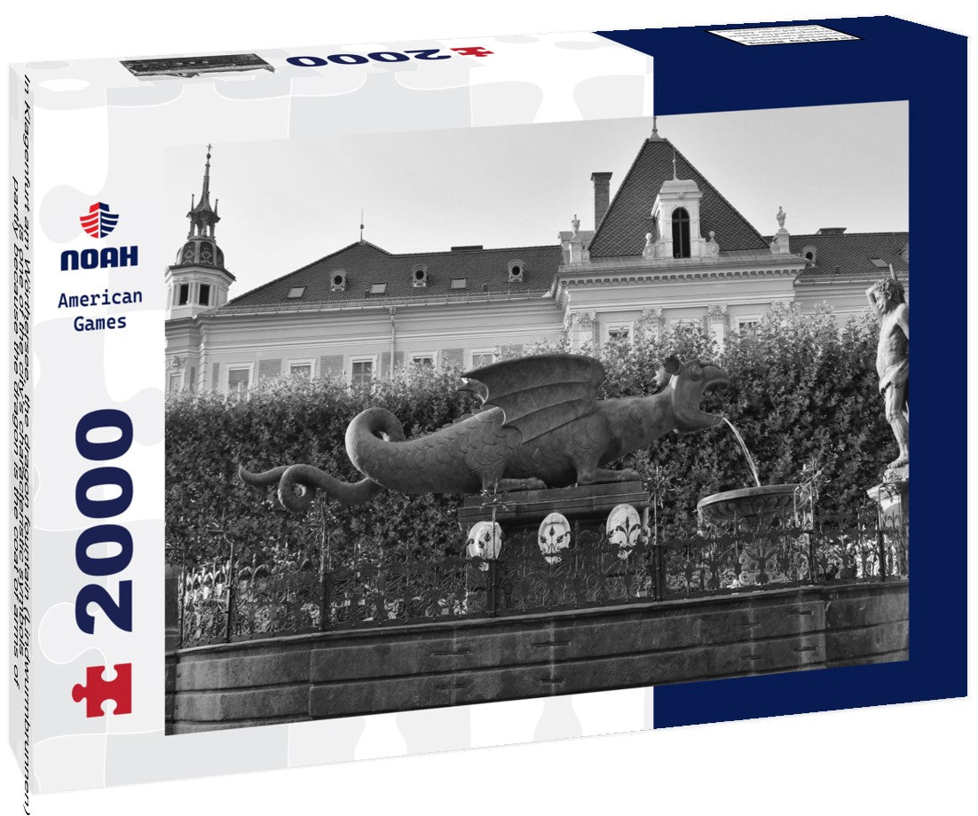 Noah Jigsaw Puzzle In Klagenfurt am Wörthersee, the dragon fountain (Lindwurmbrunnen) is one of the city's characteristic symbols, partly because the dragon is the coat of arms of the residence, Austria in black white 2000 pieces