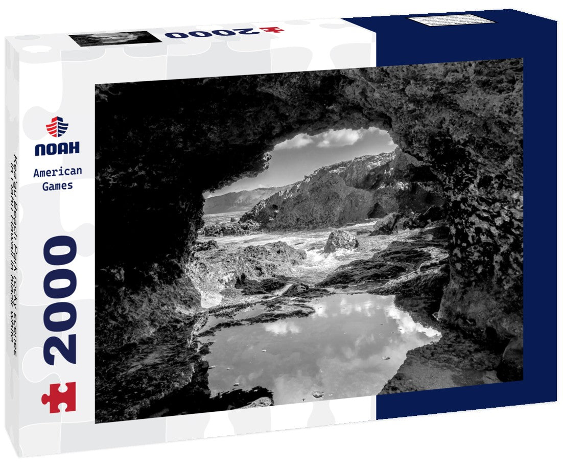 Noah Jigsaw Puzzle Kea'au Beach Park rocky scenes in Oahu Hawaii in black white 2000 pieces