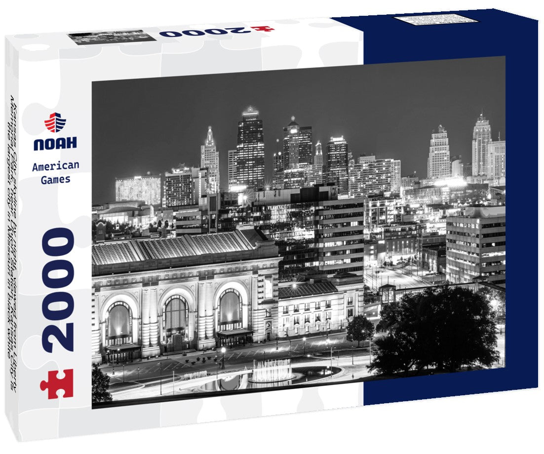 Noah Jigsaw Puzzle Kansas City skyline by night, viewed from Liberty Memorial Park, near Union Station. Kansas City is the largest city in Missouri in black white 2000 pieces