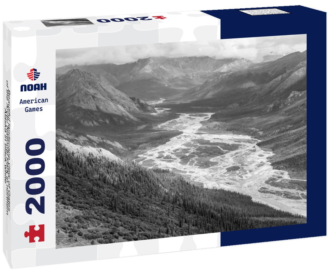 Noah Jigsaw Puzzle Beautiful landscape view of Gates of the Arctic National Park in northern Alaska in black white 2000 pieces