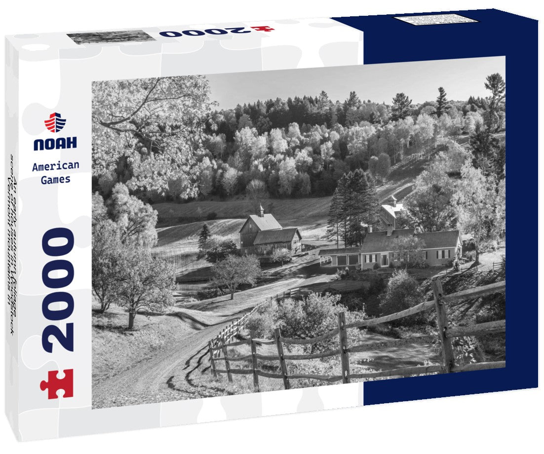 Noah Jigsaw Puzzle An early autumn foliage scene of houses in Woodstock, Vermont mountains in black white 2000 pieces
