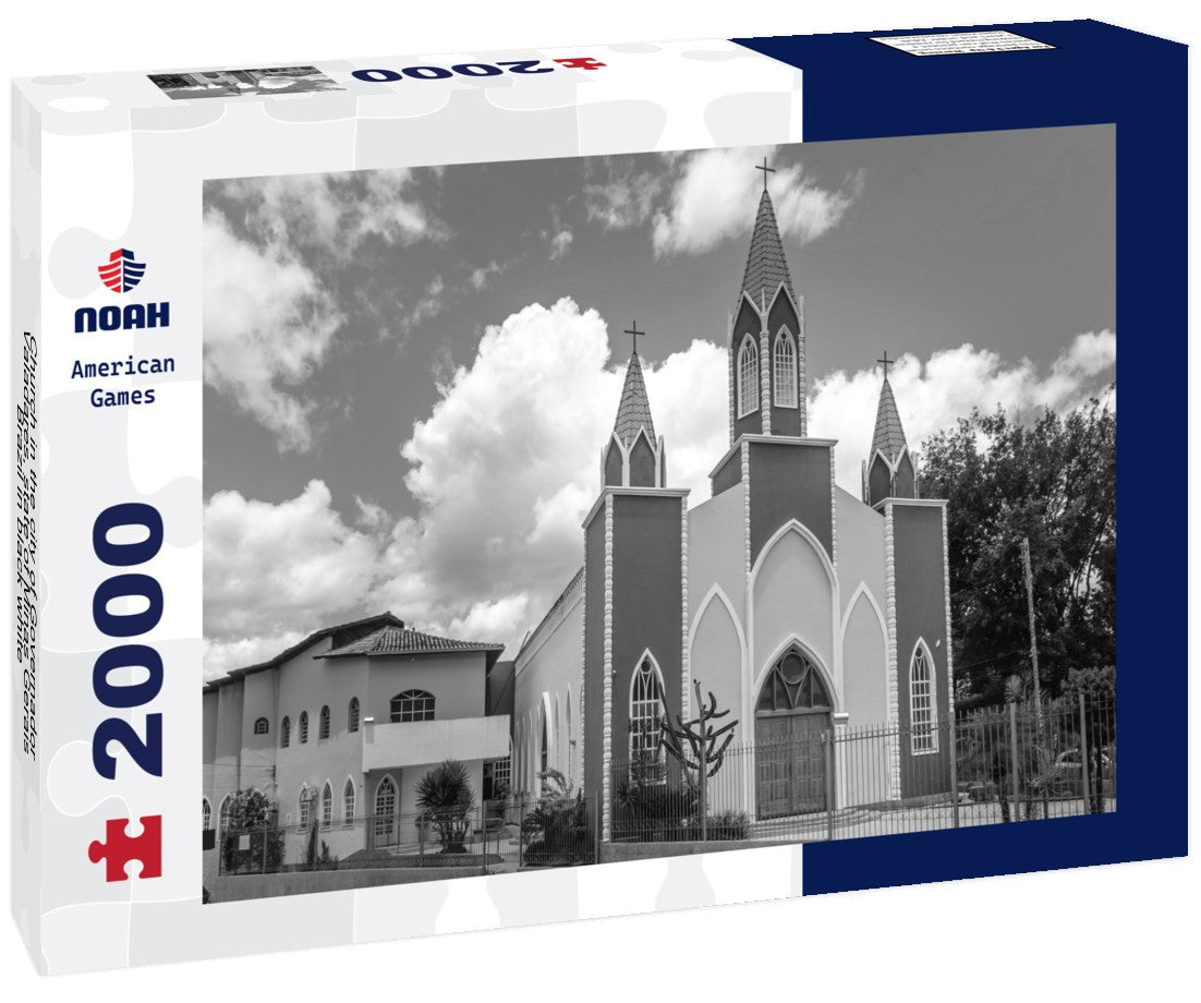 Noah Jigsaw Puzzle Church in the city of Governador Valadares, state of Minas Gerais, Brazil in black white 2000 pieces