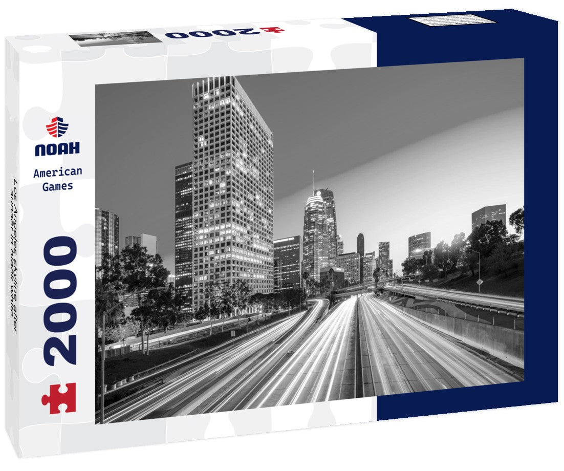 Noah Jigsaw Puzzle Los Angeles skyline after sunset in black white 2000 pieces