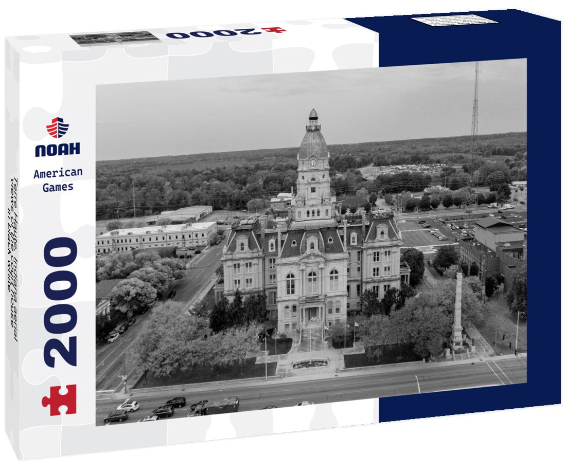 Noah Jigsaw Puzzle Terre Haute, Indiana aerial views of the court house in black white 2000 pieces