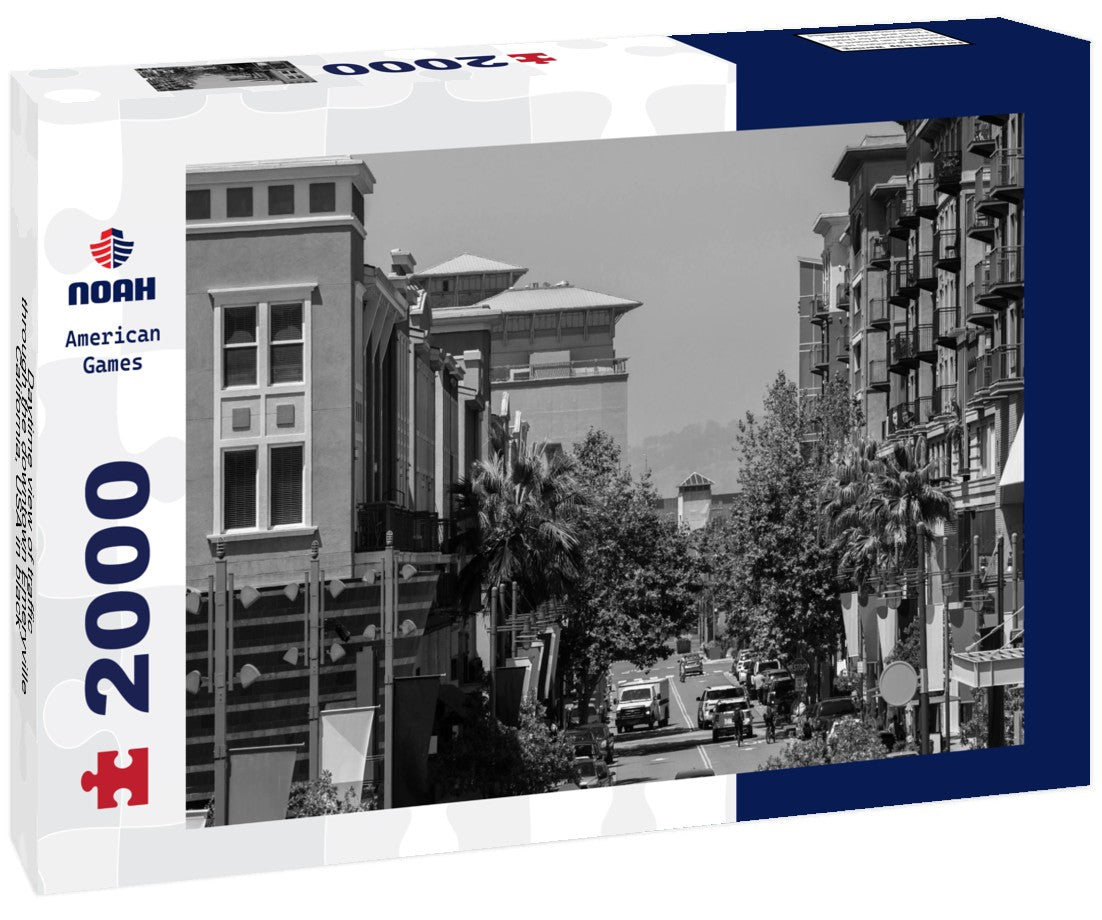 Noah Jigsaw Puzzle Daytime view of traffic through the downtown Emeryville, California, USA in black white 2000 pieces