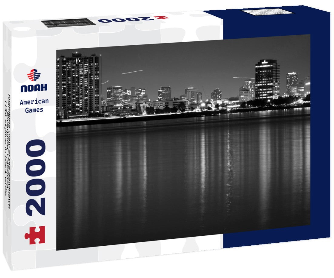Noah Jigsaw Puzzle Nighttime view of the downtown Emeryville, California, USA skyline in black white 2000 pieces