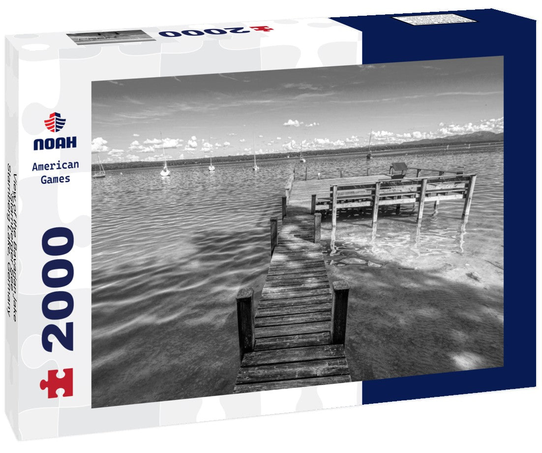 Noah Jigsaw Puzzle View of the Bavarian lake “Starnberger See” - Starnberg Lake, Germany in black white 2000 pieces