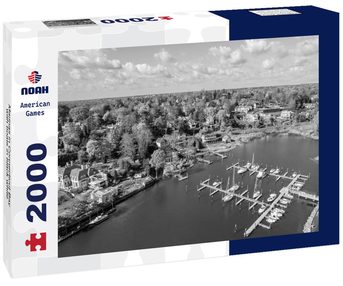 Noah Jigsaw Puzzle Marinas in Connecticut Bay with boats in black white 2000 pieces