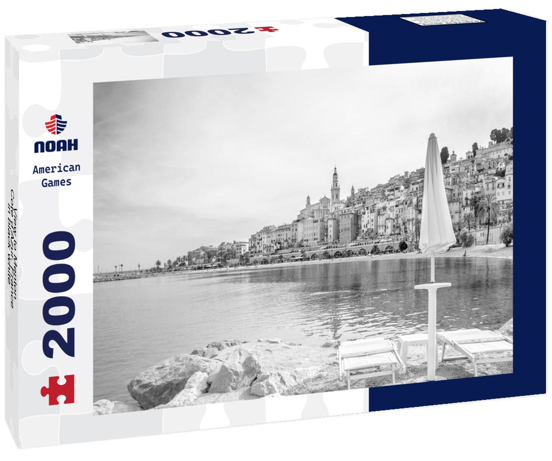 Noah Jigsaw Puzzle View to Menton, Cote d'Azur, France in black white 2000 pieces