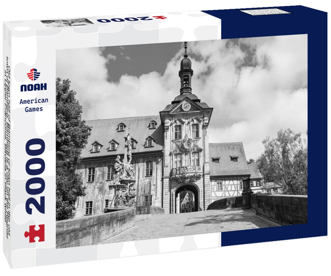 Noah Jigsaw Puzzle Old town hall of Bamberg or town hall in the old town of Bamberg. Bamberg is a city on the Regnitz in Upper Franconia, Bavaria in black white 2000 pieces