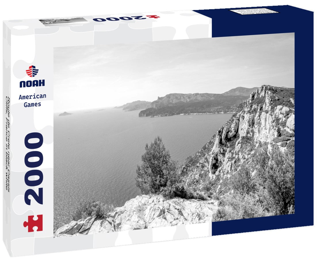 Noah Jigsaw Puzzle Route de Crete near Cassis, Cliffs, France in black white 2000 pieces
