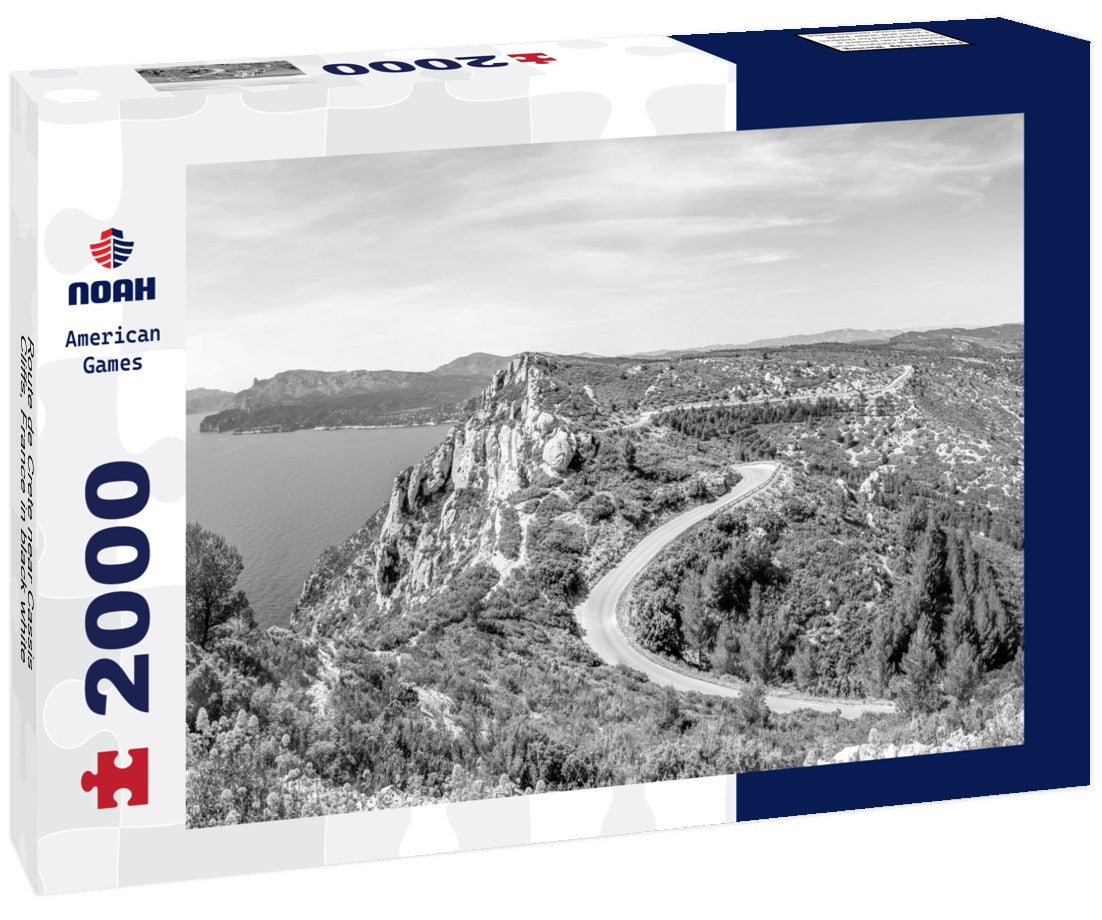 Noah Jigsaw Puzzle Route de Crete near Cassis, Cliffs, France in black white 2000 pieces