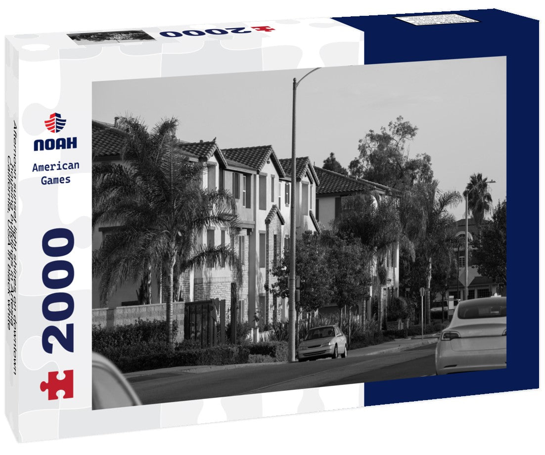 Afternoon sunset light shines on downtown housing buildings in Artesia, California, USA 2000pc PuzzleBlack and White