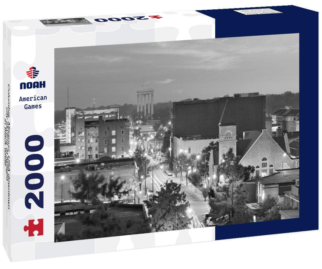 Columbia, Missouri, USA downtown city skyline at twilight 2000pc PuzzleBlack and White
