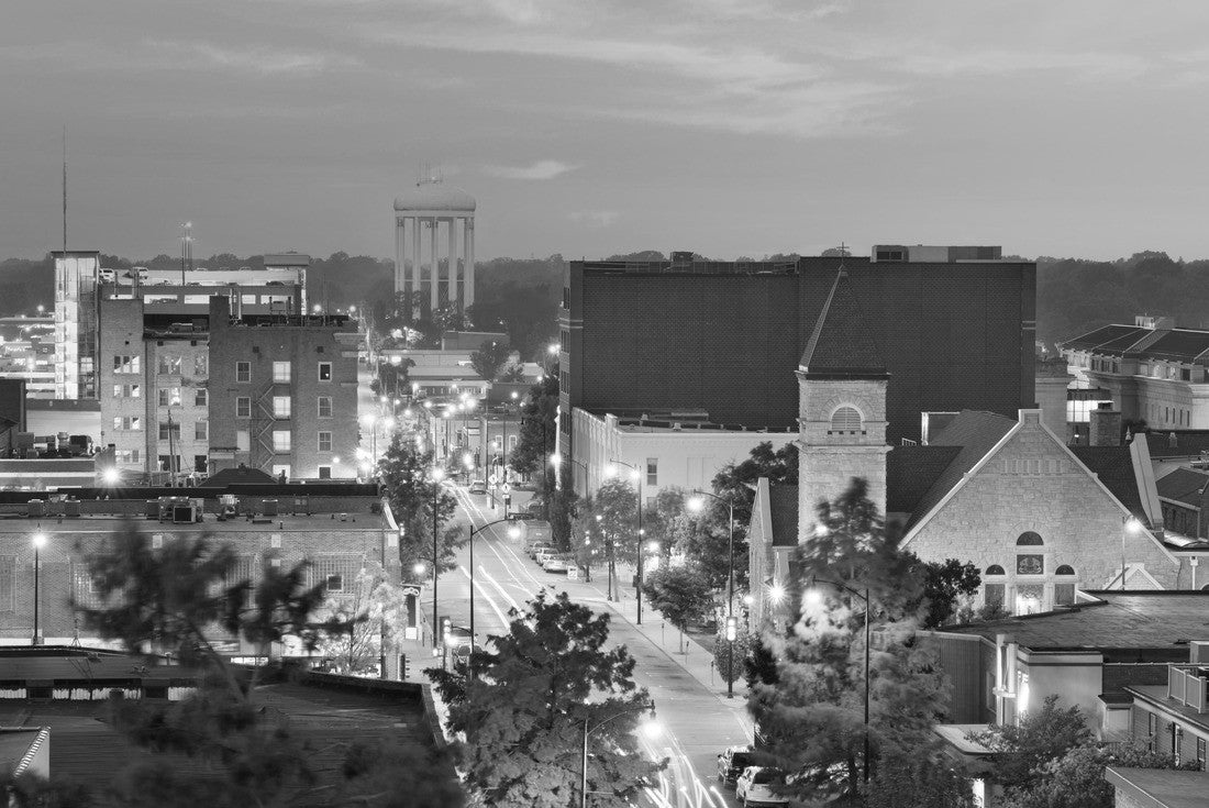 Noah Jigsaw Puzzle Columbia, Missouri, USA downtown city skyline at twilight in black white 2000 pieces