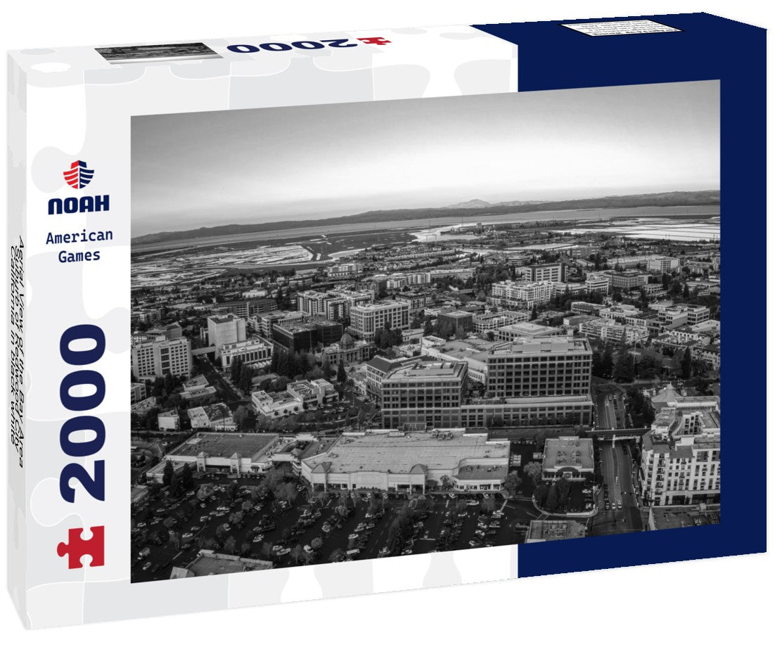 Noah Jigsaw Puzzle Aerial View of the Bay Area Suburb of Redwood City, California in black white 2000 pieces