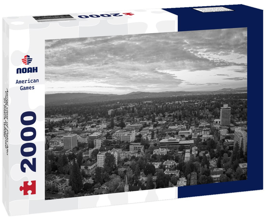 Noah Jigsaw Puzzle Aerial view of Palo Alto, California at sunrise in black white 2000 pieces