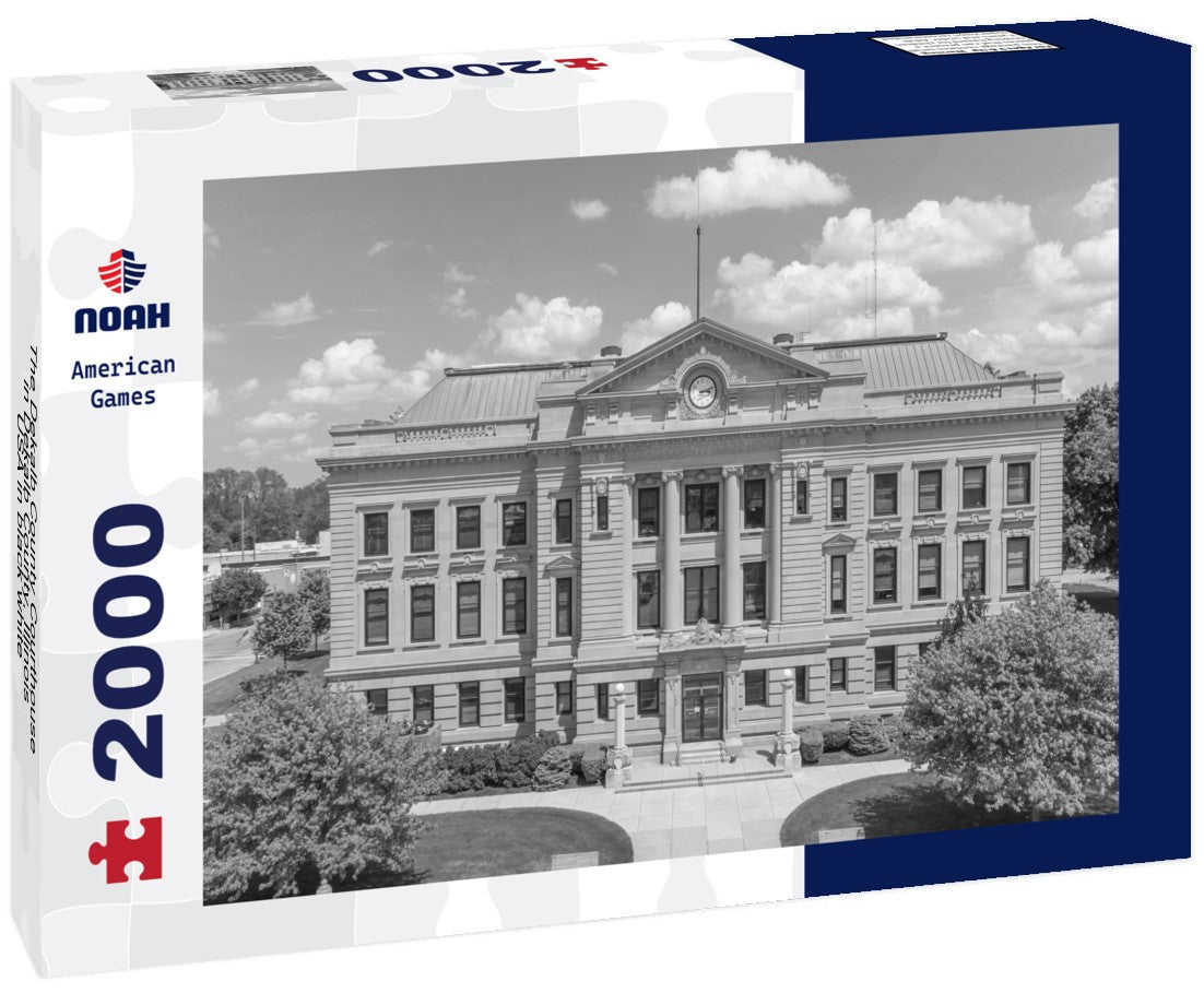 Noah Jigsaw Puzzle The Dekalb County Courthouse in Dekalb County, Illinois, USA in black white 2000 pieces