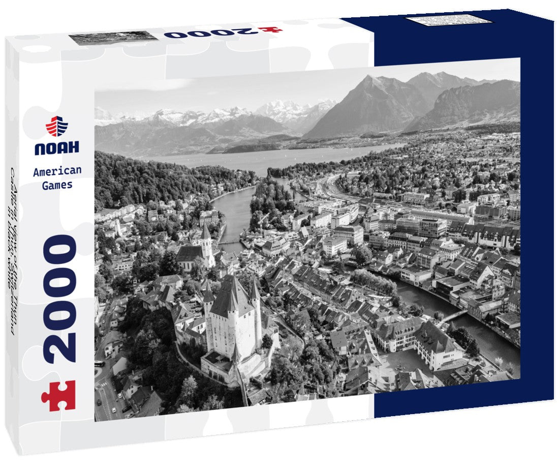Noah Jigsaw Puzzle Aerial view of the Thun Castle in Thun, Switzerland in black white 2000 pieces